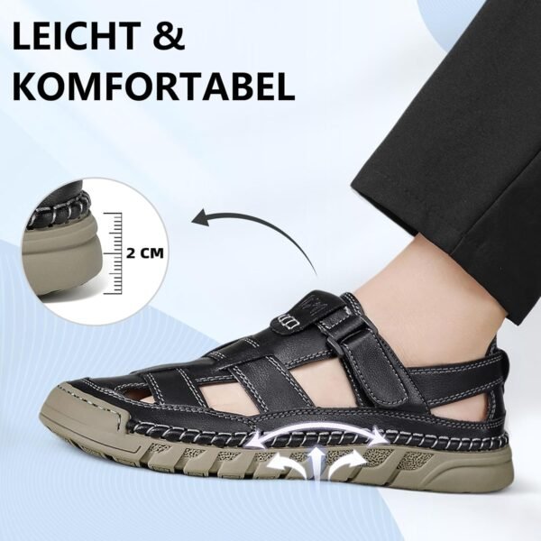 Men Closed Toe Casual Sandals - Lightweight Leather Sandals Breathable Walking Shoes For Daily or Outdoor Travel - Image 3