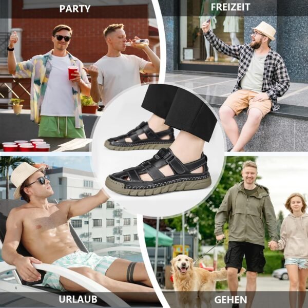 Men Closed Toe Casual Sandals - Lightweight Leather Sandals Breathable Walking Shoes For Daily or Outdoor Travel - Image 6