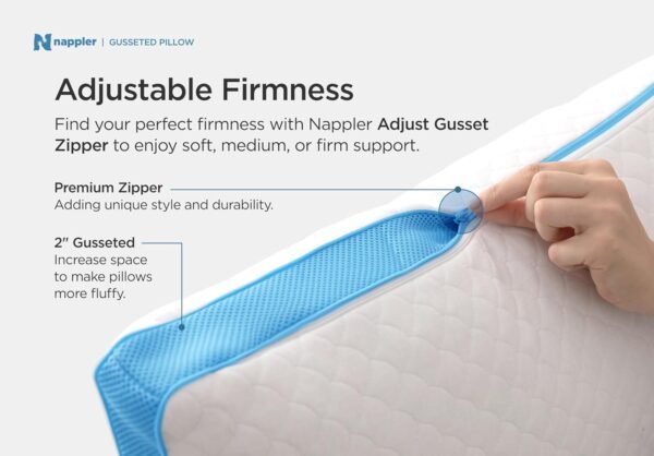 Side and Back Sleeper Pillow for Neck and Shoulder Pain Relief - Shredded Memory Foam Bed Pillow for Sleeping - 100% Adjustable Fill - Standard Size Modal Washable Case. Extra Fill Included - Image 3