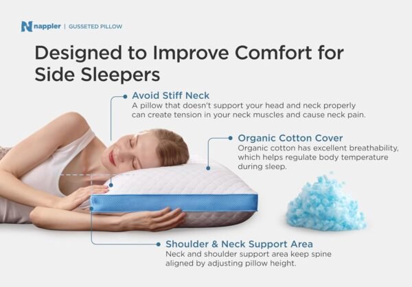 Side and Back Sleeper Pillow for Neck and Shoulder Pain Relief - Shredded Memory Foam Bed Pillow for Sleeping - 100% Adjustable Fill - Standard Size Modal Washable Case. Extra Fill Included - Image 4