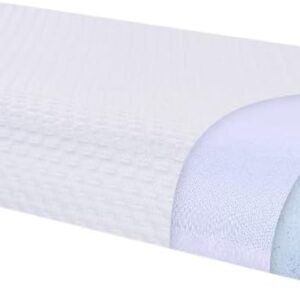 SUQ I OME Slim Sleeper-Gel Thin Memory Foam Pillow for Sleeping,Contour Thin & Low Cervical Profile,for Neck Pain, Stomacher, Back and Side Sleeper，Soft (23.6x13.7x2.4/1.9 inch, White)