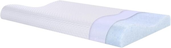 SUQ I OME Slim Sleeper-Gel Thin Memory Foam Pillow for Sleeping,Contour Thin & Low Cervical Profile,for Neck Pain, Stomacher, Back and Side Sleeper，Soft (23.6x13.7x2.4/1.9 inch, White)