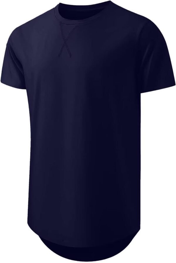 Mens 3 Pack Crewneck T-Shirts Short Sleeve Hipster Hip Hop Longline Classic Tee Tops - Image 7