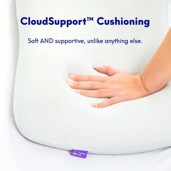 C CUSHION LAB Deep Sleep Pillow, Patented Ergonomic Contour Design for Side & Back Sleepers, Orthopedic Cervical Shape Gently Cradles Head & Provides Neck Support & Shoulder Pain Relief - Calm Grey - Image 7
