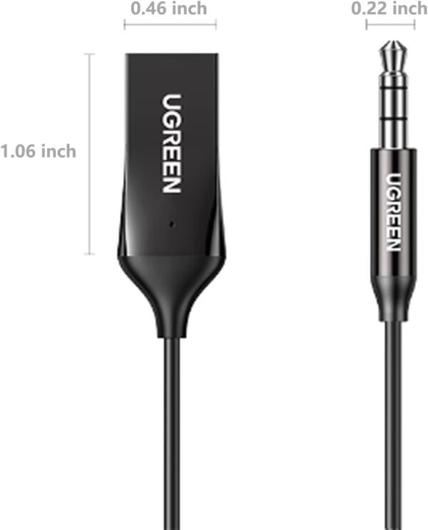 UGREEN Aux to Bluetooth 5.3 Adapter 3.5mm Bluetooth Receiver for Car USB 2.0 to 3.5mm Jack Kit with Built-in Microphone Aux Input for Hands-Free Calls Compatible with Car Speaker and Home Audio - Image 9