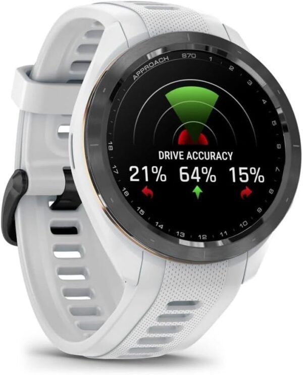 Garmin Approach S70 42mm Fitness Tracker Watch, GPS Golf Smartwatch for Men, 1.2" Touchscreen AMOLED Display and 42000 Preloaded Courses -White- Garmin Watches for Men - Image 7