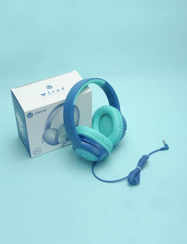 iClever Kids Headphones with Cord, 85dBA Safe Volume Wired Headphones for Kids, Stereo Sound Foldable Adjustable, 3.5mm Jack, Over Ear Kid Headphone for School/Boys/Girls/iPad/Tablet/Travel, Blue - Image 8