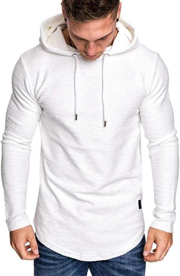 Lexiart Mens Fashion Athletic Hoodies Sport Sweatshirt Solid Color Fleece Pullover - Image 3