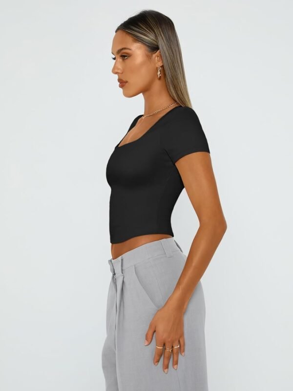 Trendy Queen Tshirts Shirts for Women Double Lined Going Out Crop Tops 2025 Spring Summer Workout Y2k Clothes Beach Fashion - Image 3
