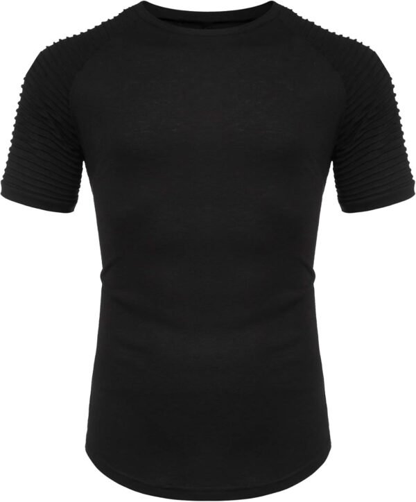 COOFANDY Men's Muscle T-Shirt Pleated Raglan Sleeve Bodybuilding Gym Tee Short Sleeve Fashion Workout Shirts Hipster Shirt - Image 2