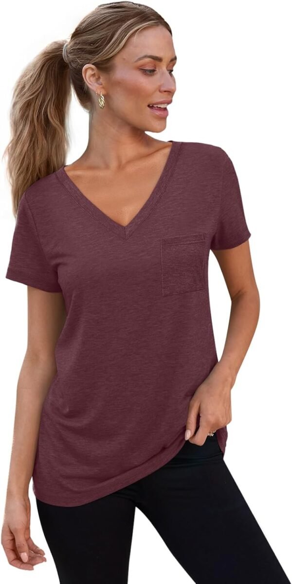 SUNBS 3 Pack Womens V Neck T Shirts Short Sleeve Tees Lightweight Summer Tops with Pocket - Image 3