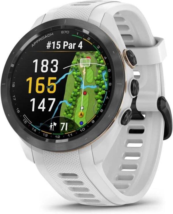 Garmin Approach S70 42mm Fitness Tracker Watch, GPS Golf Smartwatch for Men, 1.2" Touchscreen AMOLED Display and 42000 Preloaded Courses -White- Garmin Watches for Men - Image 2