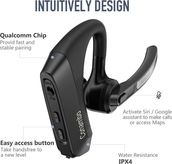 Conambo Bluetooth Headset V5.1 with CVC 8.0 and ENC Noise Reduction Technology, K21 Headset Bluetooth with Microphone Business/Office/Driving - Compatible with iPhone and Android, 18-Hour Talk - Image 4