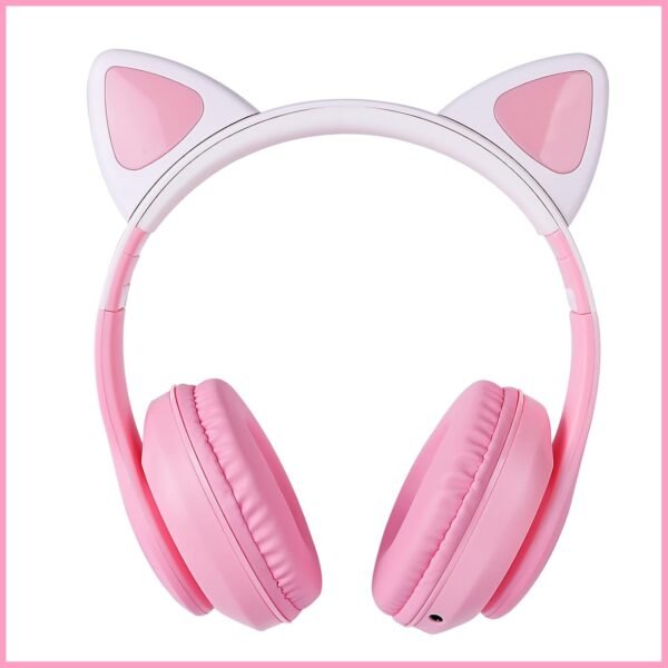 Cat Ear Kids Bluetooth Headphones for Girls Children Teens, LED Light Up Wireless/Wired Mode Foldable Stereo Girls Headphones with Built-in Mic for School Birthday Xmas Gift (Pink) - Image 5