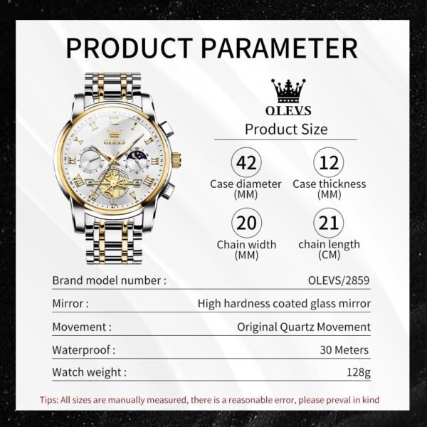 OLEVS Watches Men Waterproof Luxury Big Face Mens Watch Stainless Steel Quartz Analog Dress Watches for Men Luminous Multifunction Man Watch Relojes De Hombre - Image 5