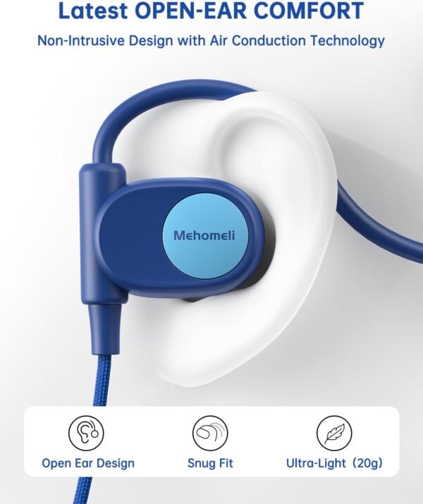 Kid Headphones for School, Air Conduction Open Ear Headphones, 3.5mm Jack Wired Cord, Ultra-Comfort, Ergonomic and Lightweight Design Perfect for School and Outdoor Activities-Blue - Image 2