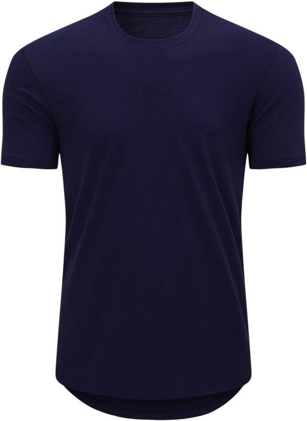 Mens 3 Pack Crewneck T-Shirts Short Sleeve Hipster Hip Hop Longline Classic Tee Tops - Image 9