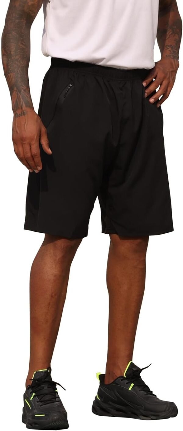 BUYJYA 3 Pack Men's Athletic Running Shorts Gym Basketball Lightweight Casual Short with Zipper Pocket Gift - Image 2