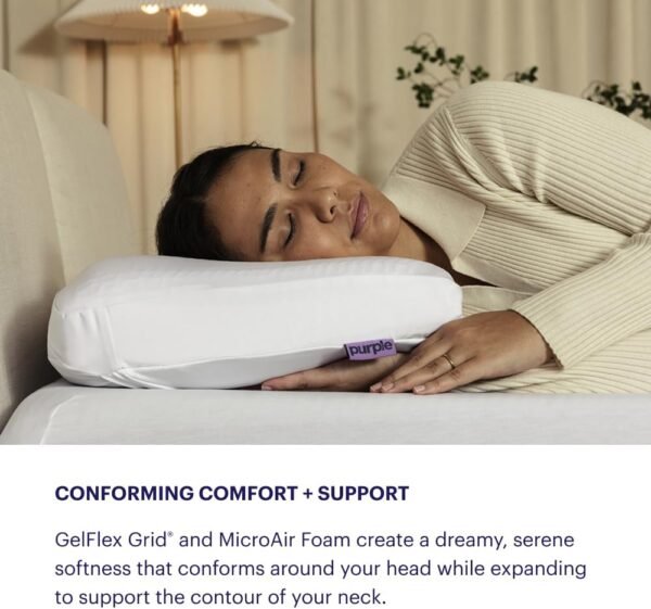 Purple DreamLayer Pillow - Standard Size, Multi-Layered GelFlex Grid & MicroAir Foam for Support & Pressure Relief - Customizable Height with Removable Foam Booster Layers - Image 2