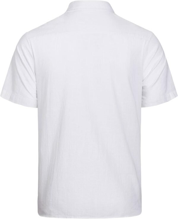 J.VER Men's Cotton Linen Short Sleeve Shirts Casual Lightweight Button Down Shirts Vacation Beach Summer Tops with Pocket - Image 4