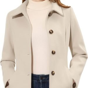 Allegra K Women's Work Office Winter Overcoat Single Breasted Point Collar Pea Coat