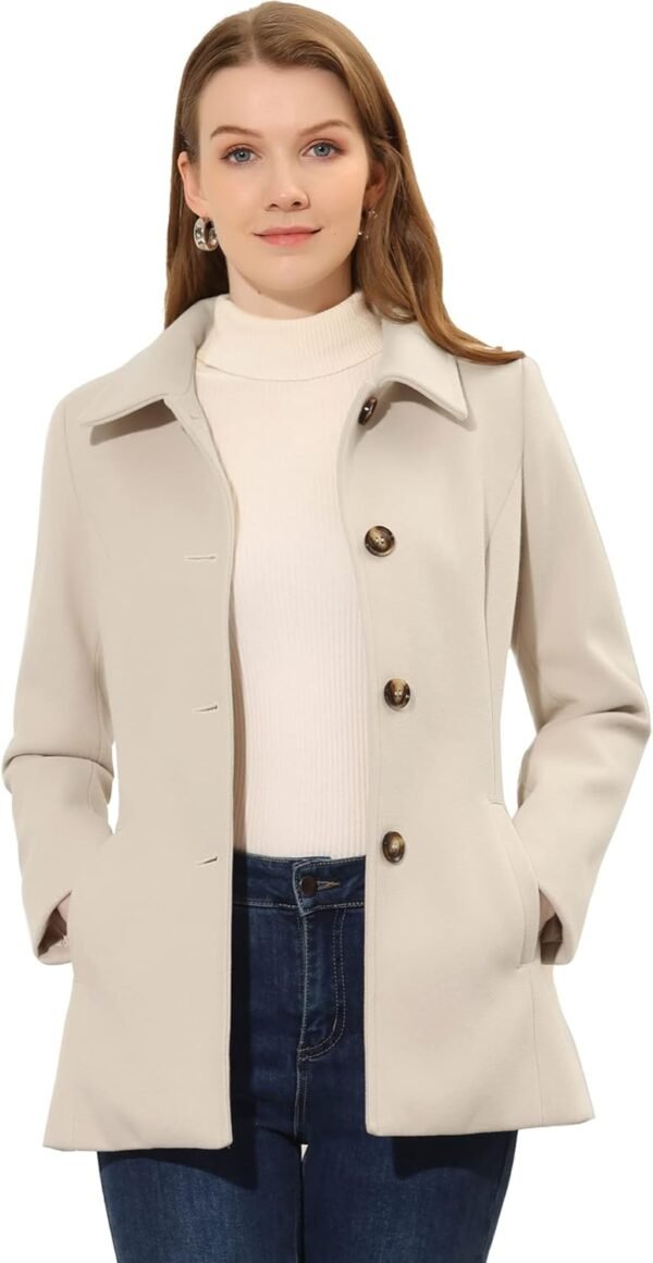 Allegra K Women's Work Office Winter Overcoat Single Breasted Point Collar Pea Coat