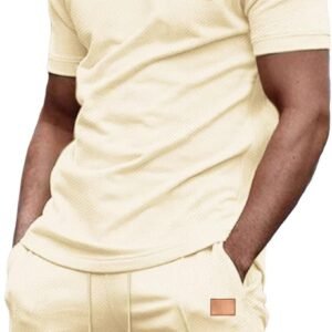 Mens Short Sets 2 Piece Outfits Summer Casual T Shirts and Shorts Tracksuit Sets with Pockets