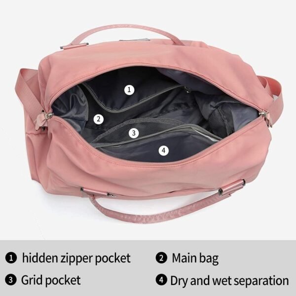 Womens travel bags, weekender carry on for women, sports Gym Bag, workout duffel bag, overnight shoulder Bag fit 15.6 inch Laptop Pink Large - Image 8