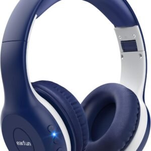 EarFun K2 Kids Bluetooth Headphones, Kids Headphones with Volume Limited, 40H Playtime, Built-in Mic, Stereo Sound, Foldable Over-Ear Headphone for School/Travel/iPad/Tablet, Blue