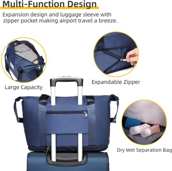 LARVENDER Luggage Sets 5 Piece Softside Expandable Suitcases Set with Spinner Wheels TSA Lock, Lightweight Soft Shell Rolling Travel Luggage Set Clearance for Men and Women, Navy Blue - Image 6