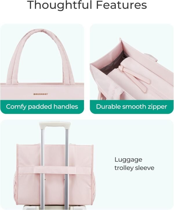 BAGSMART Tote Bag for Women, Large Shoulder HandBags with Zipper, Black Purses and Top Handles for Travel, Work - Image 5