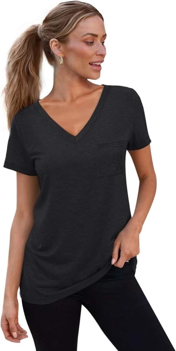 SUNBS 3 Pack Womens V Neck T Shirts Short Sleeve Tees Lightweight Summer Tops with Pocket - Image 4
