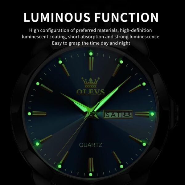 OLEVS Watch for Men Diamond Business Dress Analog Quartz Stainless Steel Waterproof Luminous Date Two Tone Luxury Casual Wrist Watch - Image 6