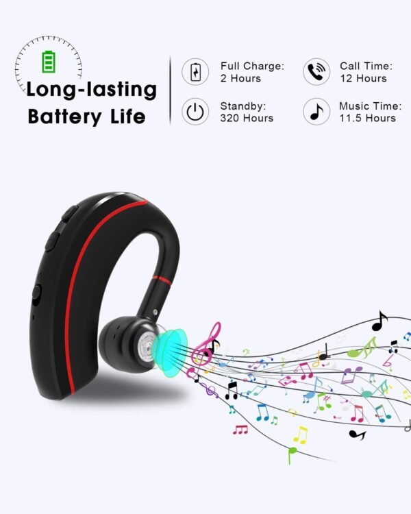 NANAMI Bluetooth Headset, Bluetooth Earpiece V5.0, 320Hrs Ultralight Headphones with Rotatable Mic, Hands-Free Earphones, Noise Cancelling, in-Ear Earbuds for iPhone Android Cell Phone/Laptop/Trucker - Image 5
