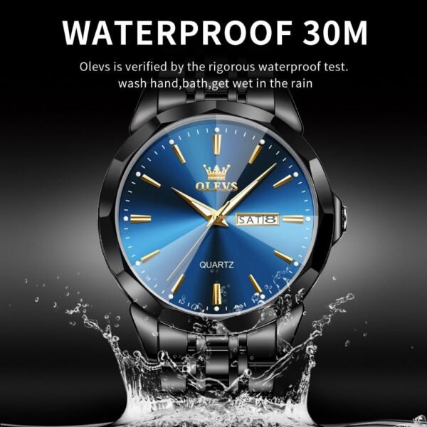 OLEVS Watch for Men Diamond Business Dress Analog Quartz Stainless Steel Waterproof Luminous Date Two Tone Luxury Casual Wrist Watch - Image 4