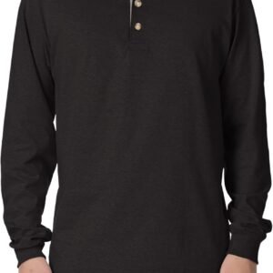 Hanes T Beefyt Henley, Men's Cotton Long Sleeve Shirts