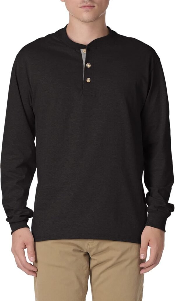 Hanes T Beefyt Henley, Men's Cotton Long Sleeve Shirts