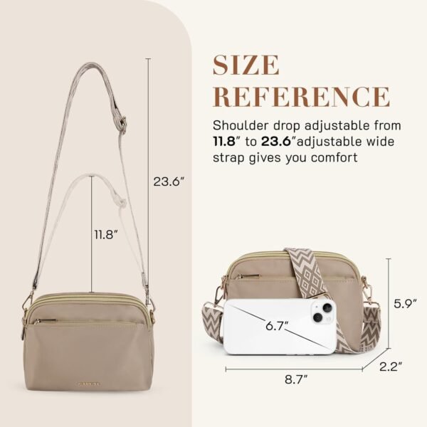 Missnine Small Crossbody Bags for Women, Travel Handbags and Purses, Trendy Nylon Shoulder Bag with Adjustable Strap - Image 6