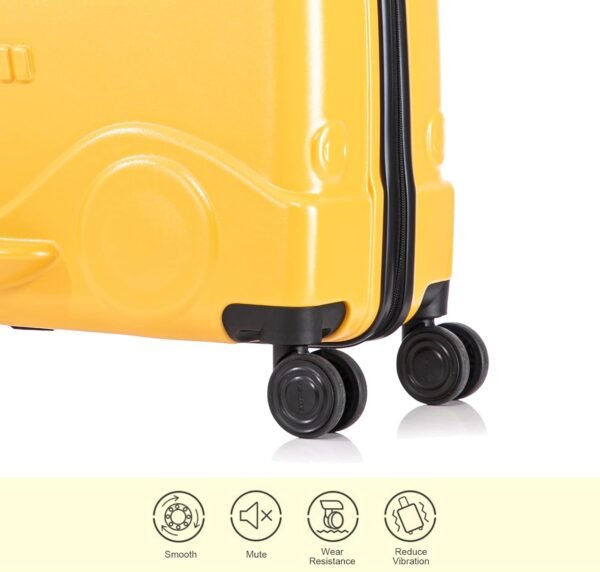 22 inch Kids Ride On Luggage with Safety Belt,Travel Luggage for Child with Combination Lock,Tollder Luggage with Spinner wheels and Cover (Yellow) - Image 5