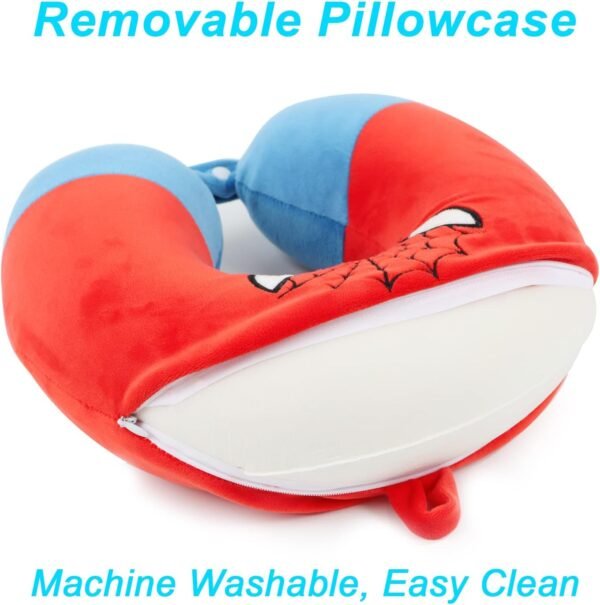 Superhero Travel Pillow for Kids & Adults with Sleep Eye Mask, Memory Foam U-Shaped Neck Pillow with Washable Cover, Soft Head Support Travel Accessories for Airplane Car Train Bus Recline, Red - Image 3
