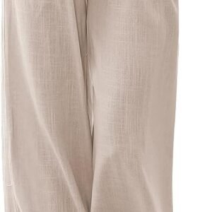 LILLUSORY Women's Linen Summer Palazzo Pants Flowy Wide Leg Beach Pants with Pockets