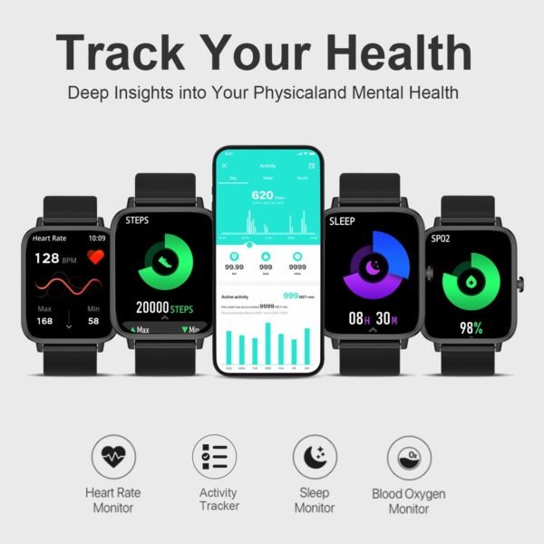 Smart Watch for Men Women SmartWatch 1.83" for iPhone Samsung Android Phone Compatible, Fitness Tracker Watch with Pedometer, Heart Rate/Sleep Monitor, Blood Oxygen, IP68 Waterproof - Image 2