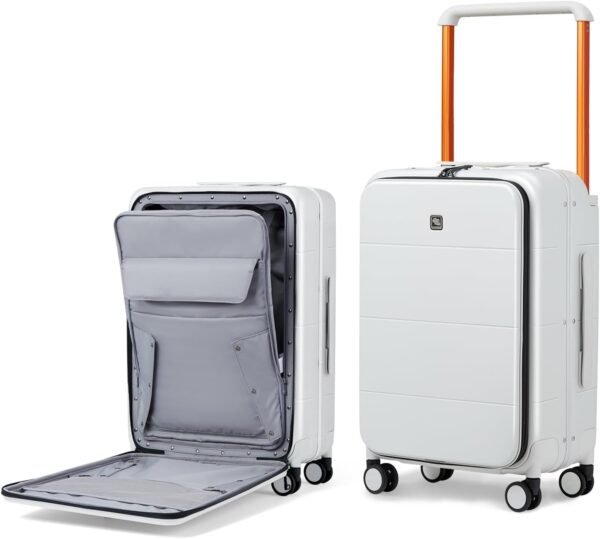 Hanke Luggage Hard Shell Suitcases 24 Inch Checked-Medium Luggage with Spinner Wheels TSA Approved Travel Luggage Wide Handle for Men Women(Smoke White)