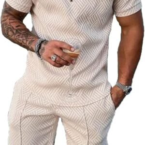 BIRW Mens Short Sets 2 Piece Outfits Polo Shirt Fashion Summer Tracksuits Casual Set Short Sleeve and Shorts Set for Men