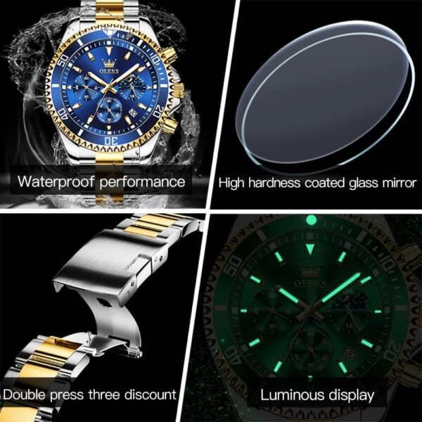OLEVS Mens Watches Big Face Stainless Steel Waterproof Date Analog Quartz Watches Fashion BusinessWrist Watches for Men… - Image 5