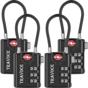 Search Alert TSA Approved Travel Combination Luggage Cable Locks for Suitcase, Gym Locker,Toolbox,Backpack 1,2,4,6 &10 pk