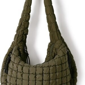 ODODOS Quilted Carryall Tote Bag for Women Crossbody Large Hobo Lightweight Padding Shoulder Bag
