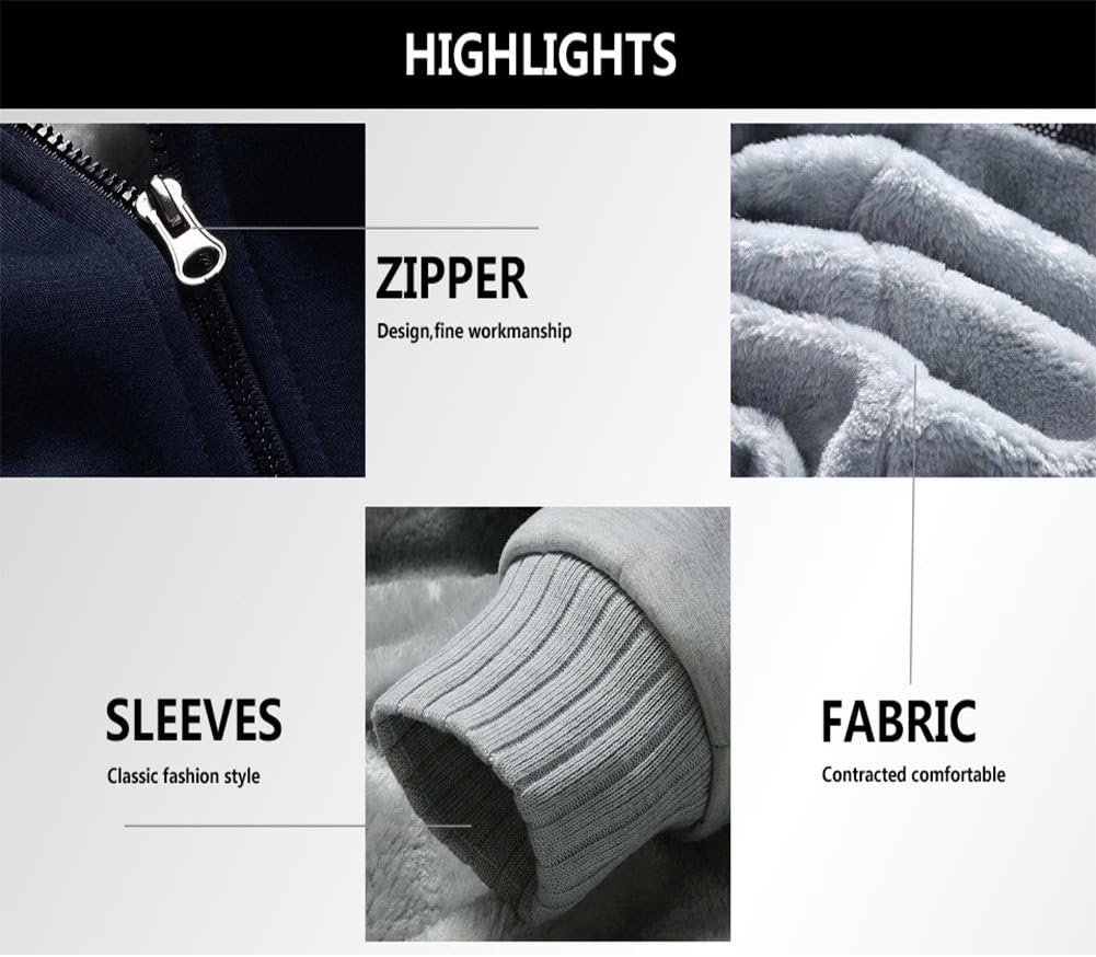 MACHLAB Men's Pullover Winter Workout Fleece Hoodie Jackets Full Zip Wool Warm Thick Coats - Image 3