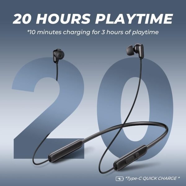 N18 Neckband Bluetooth Earbuds, Wireless Bluetooth 5.2 Headphones with Microphone, Ultra-Lightweight Comfort, IPX7 Waterproof, Deep Bass Strong Beat, 20H Playtime, Magnetic Earphones -Black - Image 4