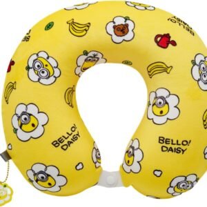 MINISO Daisy Minions Collection Memory Foam Neck Pillow - U-Shaped Travel Pillow with Minions Print - Comfortable Neck Support Cushion for Kids and Adults